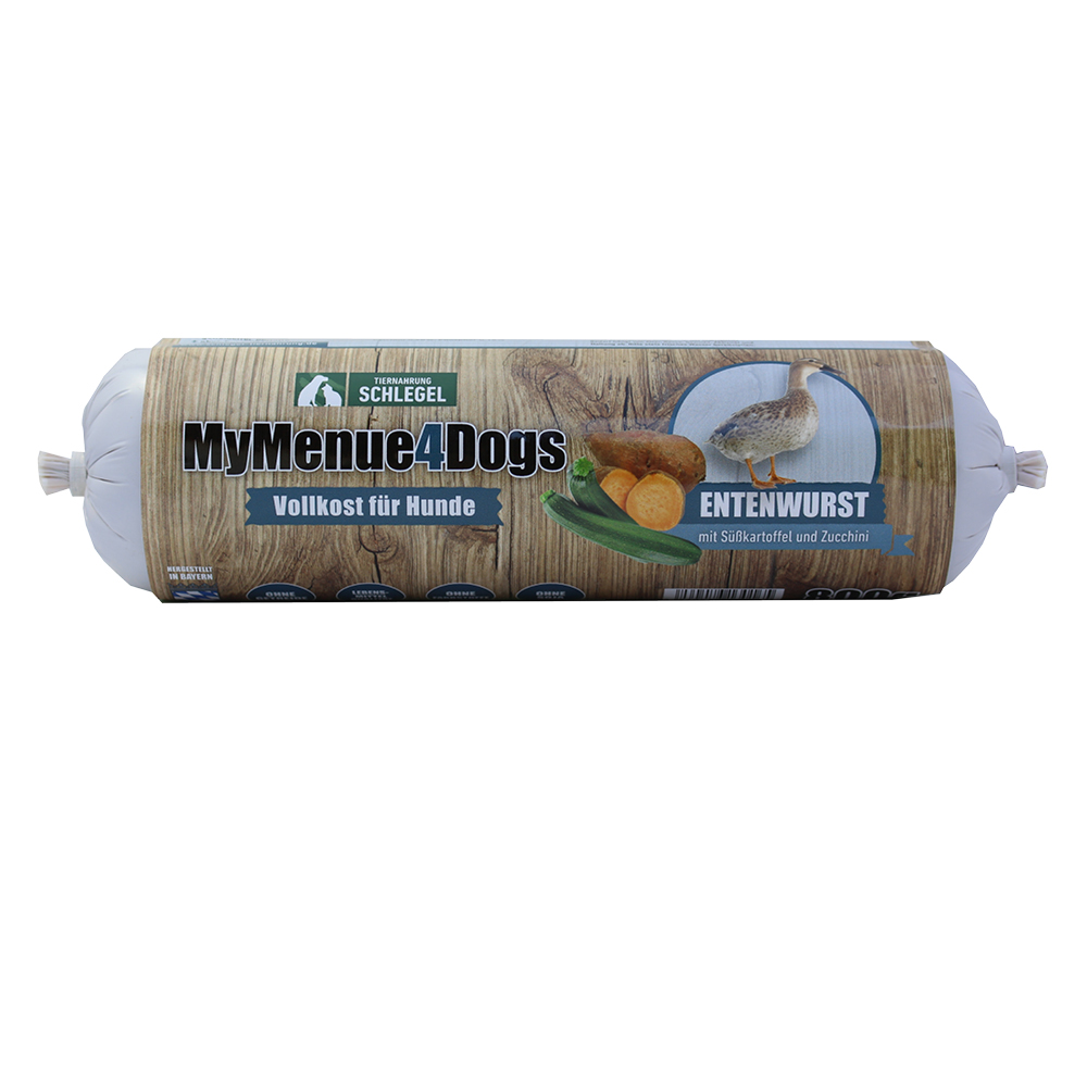 Entenwurst- Ente mit Süßkartoffel und Zucchini
