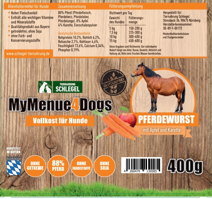 400g Pferd mit Apfel und Karotte